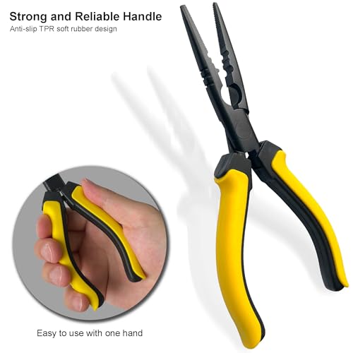 7-inch Fishing Pliers with Rust-resistant Teflon Coating, Fresh/Sea Fishing Tools, Comfortable Grip Fishing Gear for Fishing Trips - style: 7" Straight Nose