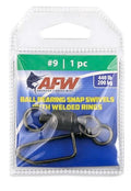 AFW Solid Brass Ball Bearing Snap Swivels with Welded Rings - Black Finish, Up to 450 lb Test Capacity, Patented Bullet Shaped Head for Reduced Water Resistance, Fluid Rotation - size: 1 pc, #9, 440 lb test