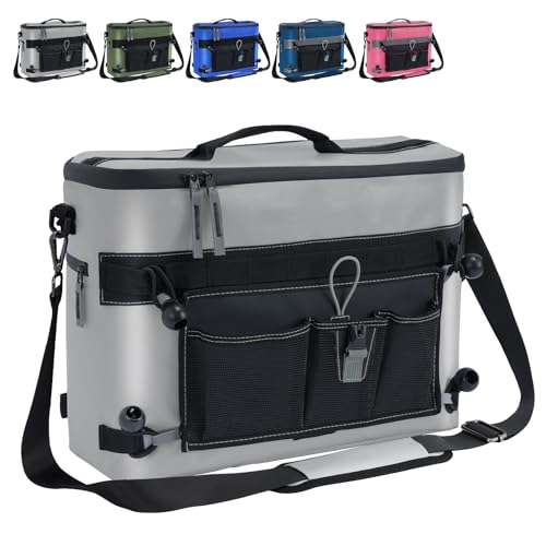 Dreizack Kayak Cooler Behind Seat, Waterproof Cooler for Kayaking,Paddle Board Cooler Compatible with Lawn-Chair Seat Kayak Accessories Cooler Bag Kayak Cooler Tow Behind for Camping Fishing - color: Gray