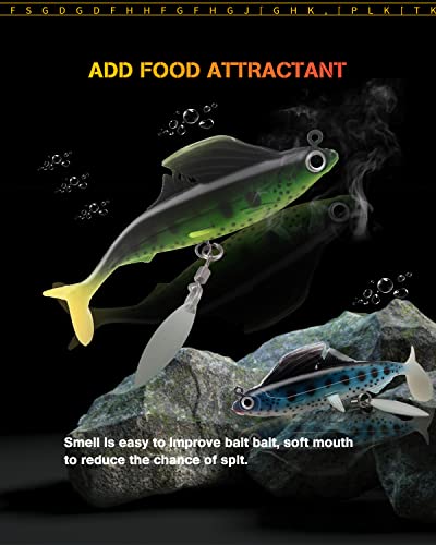 5 Arms Alabama Rig Fishing Lure, Umbrella Rig with Spinner for Striper, A-Rig for Boat Trolling Frashwater/Saltwater, with Soft Swimbait and Hooks for Bass Crappie Walleye Pickerel Trout Perch - color: prasinous, size: Small