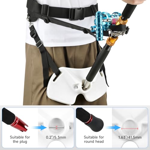 SANLIKE Fishing Belt Rod Holder Adjustable Fishing Fighting Waist Belt with EVA Padded Great Plastic Material Fighting Belt - color: White Set
