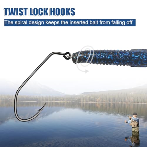 Twistlock Fishing Hooks, Swimbait Hooks Belly Offset Hooks Weighted Hook 1/0 3/0 4/0 for Soft Plastics Lures Fishing Saltwater Freshwater - color: 3/0 - 40PCS