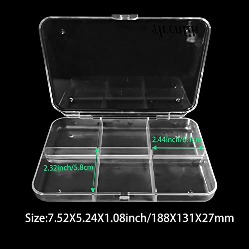 Aventik Super Transparent Super Strong Polycarbonate Fly Fishing Fly Box Four Different Multi-compartment Options Great Pocket Size 7.52X5.24X1.08inch Fishing Tackle Box Fishing Hook Box (6CS) - color: 6CS
