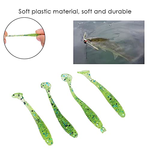Akozon 50PCS Soft Plastic 5cm Fishing Lures, Ttail Grub Worm Bait, Fish Tackle Accessory in Vibrant Orange Color, Ideal for Fishing Enthusiasts - Pack of 50 - color: Cyan