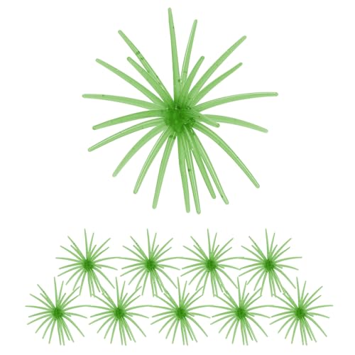 QualyQualy Urchin Bait for Bass Fishing, Floating TPE Creature Lures - 2.5'' / 3.6''/ 4'' /5.1'' Multi-Tentacle Soft Plastic Bait for Bass, Walleye, Pike - color: #01 Light Green, size: S-10pcs