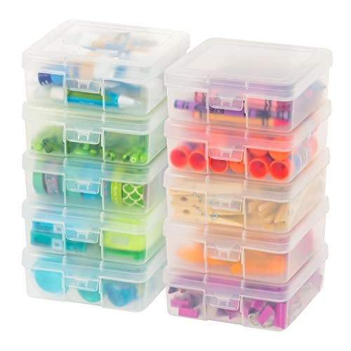 IRIS USA Clear Storage Cases, 10-Pack, |Made in USA|, Plastic Bead Organizing Containers with Snap Lid for Arts, Crafts, Ephemera, Stickers, & Dance Cheer, Clear - Small - size: 10 - Pack, style: Small