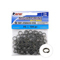 American Fishing Wire Mighty Mini Stainless Steel Split Rings, 3 Times Stronger Than Brass, Superior Holding Power for Fisherman and Outdoorsman - 100pcs in Bright Stainless Steel and Gunmetal Black - size: 100 pc, #5, 77 lb test, style: Gunmetal Black