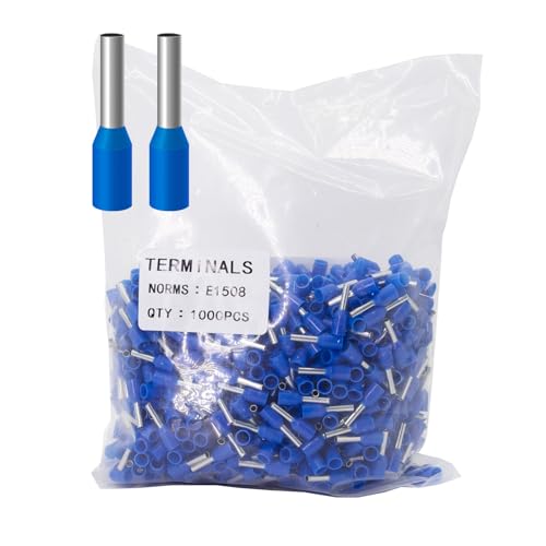 Fidioto 1000pcs AWG16 Wire Ferrules Terminals Kit, Wire Insulated Cord Pin Ends Terminals for Electric, Industrial, Chemical Industry, Power Control System, etc. (Blue-1000PCS-16AWG) - color: Blue, size: 16AWG