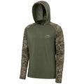 BASSDASH Men’s UPF 50 Performance Fishing Shirt Cooling Hoodie Camo Long Sleeve FS17M - color: Olive Green/Moss Wood, size: Large