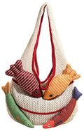 Knitted Beach Shoulder Bag for Women 3D Fish Bohemian Tote Versatile Purse Soft Hobo Handbag for Summer Vacation 2026 - color: B Red