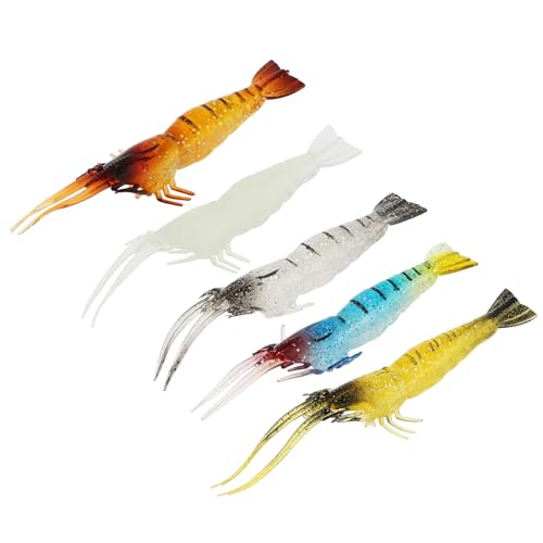 10pcs Soft Shrimp Lure Rigs Artificial Silicone Soft Bait Shrimp Fishing Lure, Artificial Bait Fishing Tackle Hooks Jigs with Hooks for Trout Bass Salmon