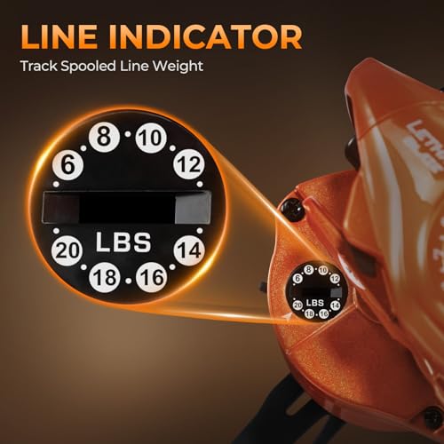 KastKing Lethal Blaze Baitcasting Fishing Reel, 7.3:1 High-Speed Gear Ratio, Low-Profile Baitcaster, Lightweight Glass Fiber-Infused Nylon Frame, Freshwater & Inshore Bass Fishing Reel - color: Right- Shiny Orange- 7.3:1