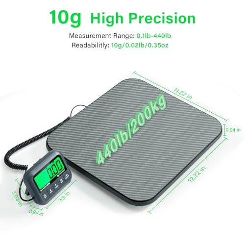 UNIWEIGH Digital Postal Scale 440lb/0.35oz Accuracy for Shipping Packages | Hold/Tare/Count,Commercial Package Scale for Small Business,Postage Scales for Small Business.Luggage and Home Use,Grey