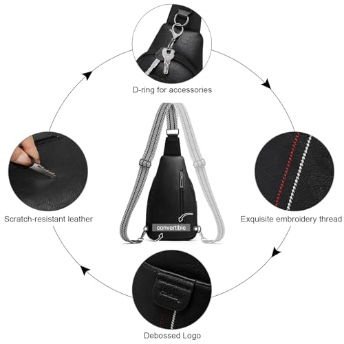 cakang Womens Sling Bag Crossbody Bags for Women Vegan Leather Sling Backpack Daypack Fanny Pack Crossbody Purse Travel - color: 4-black