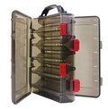 Double-Sided Fishing Lure Hook Tackle Box Visible Hard Plastic Clear Fishing Lure Bait Squid Jig Minnows Hooks Accessory Storage Case Container (Brown-10 Slots) - color: Brown-10 Slots
