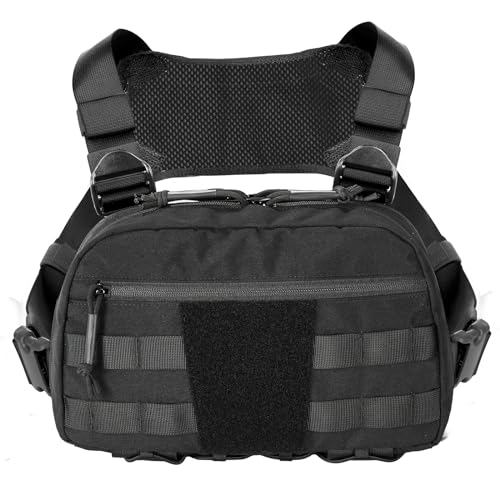 Tactical Chest Pack Bag Molle EDC Pouch Bag with CCW Compartment Adjustable Strap Workouts Fishing Hunting - color: Black