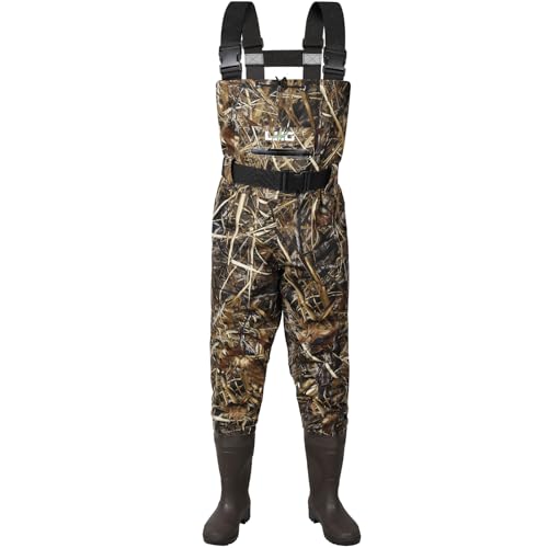 LHG Fishing Waders Waterproof Bootfoot Chest Waders 2-Ply 420D Nylon/PVC Duck Hunting Wader for Men Women - color: Camo, size: 13