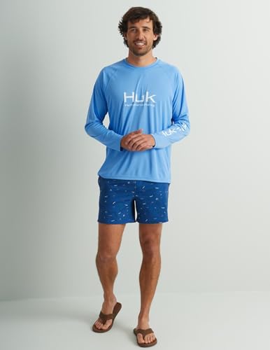 HUK Men's Pursuit Vented Long Sleeve Fishing Shirt (+30 UPF) - color: Marolina Blue, size: Small