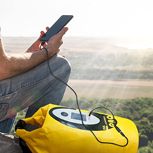 Qoolife Dry Bag Waterproof with Solar Bluetooth Speaker & Light - 10L/20L Roll Top Dry Sack Keeps Gear Dry for Men Women Kayaking, Beach, Rafting, Boating, Hiking, Camping and Fishing - color: Yellow with BT Speaker, size: 20L
