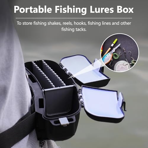 Fishing Tackle Box, Portable Fishing Lures Box Waist Pack Adjustable Belt Fishing Tackle Storage Kit for Lures Baits Hook