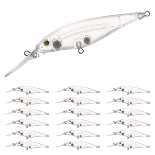 20pcs/25pcs Fishing Blanks Lures Kit Fishing Topwater Unpainted Swimbait Unpainted Crankbaits Hard Baits DIY Lure for Bass Salmon Trout Saltwater and Freshwater - color: 20PCS 4.3″/0.3oz