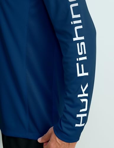 HUK Men's Pursuit Vented Long Sleeve Fishing Shirt (+30 UPF) - color: Naval Academy, size: Small