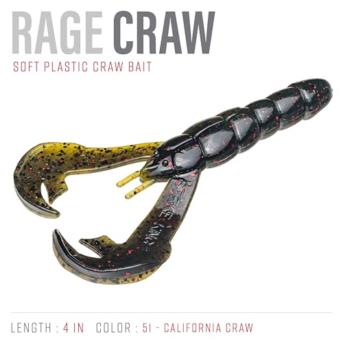 Strike King Rage Tail Craw - color: California Craw, size: 4 inch