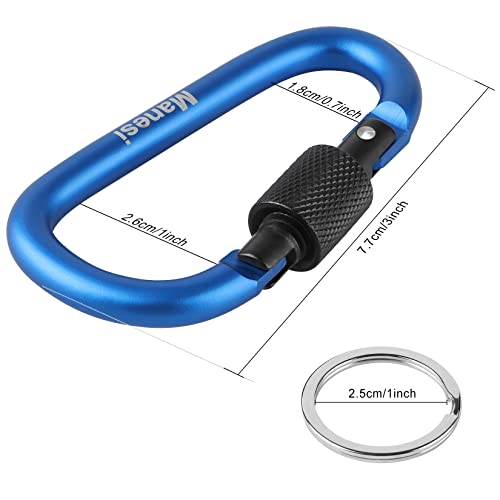 10 Pack 3Inch Aluminum D Ring Key Rings Hiking Clips Locking Carabiner for Hiking Camping Fishing and Outdoor Use，Clips with Screw Gate Multicolored - color: Dark Blue