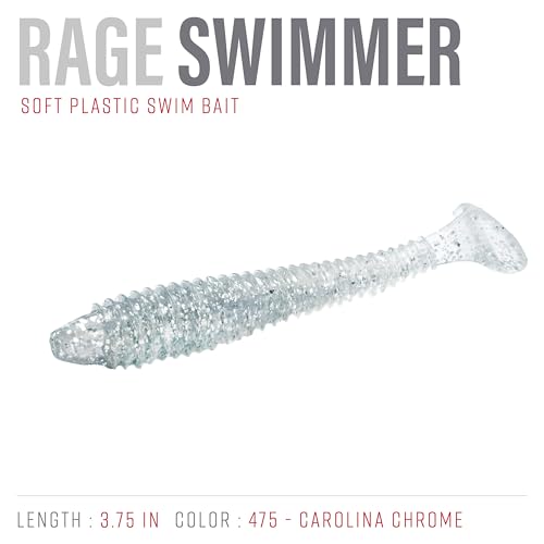 Strike King Rage Swimmer Soft Bait - color: 475 - Carolina Chrome, size: 3.75"