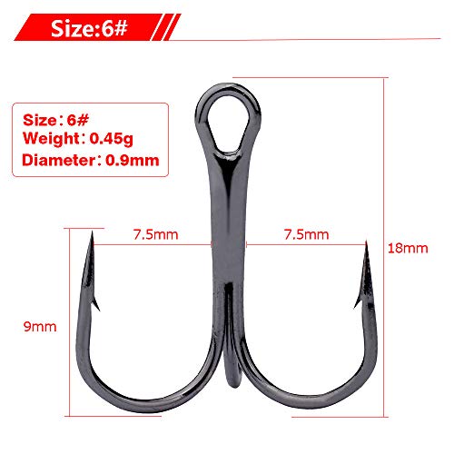 Dyxssm 100pcs/lot Treble Hooks Triple Fishing Hooks for Freshwater and Saltwater - color: Black, size: 8# 100pcs