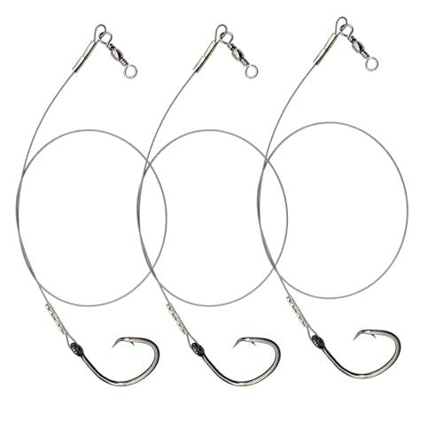Circle Hook Rig Shark Surf Rigs, 20 Inch 49-Strands Steel Leader, Deep Sea Hooks for Big Fish - size: 12/0#