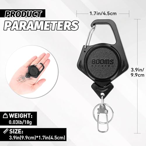 Booms Fishing Zinger Retractor 3pack: Fly Fishing Retractor with 27.5" Retractable Lanyard - 4oz Retractable Keychain for Key Nippers Scissors Forceps, Fly Fishing Accessories, XW80 - color: Black