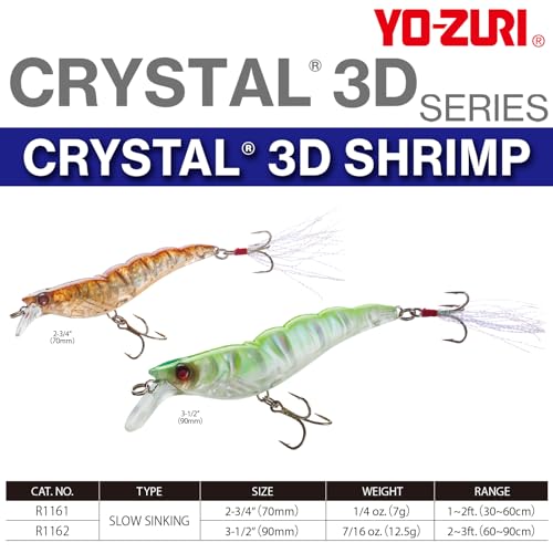 Yo-Zuri Crystal 3D Shrimp Slow Sinking Lure, Luminescent Aurora Chartreuse - color: Holographic Ultra Violet Rootbeer, size: 3-1/2 inch