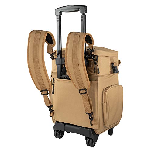 ‘Apollo2’ Tactical Handgun Rolling Range Bag with Wheels Pistol Case Gun Range Backpack Box for Shooting Gear, Ammo, Hunting Supplies, Firearms Storage