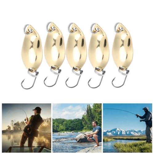 20Pcs Spoon Fishing Lures Kit – Metal Wobbler Baits with Single Hooks for Trout, Bass, Panfish in Freshwater & Saltwater Fishing - size: Gold-2.5g