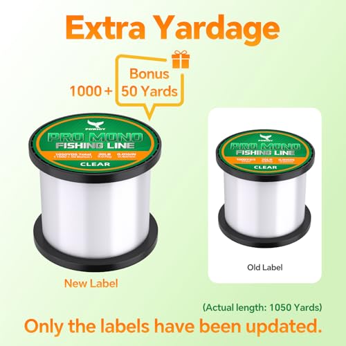 Monofilament Fishing Line with Knot Guide Card, Tangle-Free Snap Ring for No More Mess, Low Memory Smooth Casting Nylon Mono String, 15/20/30/50/80LB, 220-1050 Yards - color: Clear, size: 20LB 1050Yards