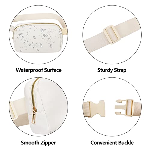 VOROLO Fanny Pack For Women And Men Crossbody Bag Belt Bag Black+Beige | Adjustable Strap Graduation Gifts Lightweight Travel Running - color: Black+Beige