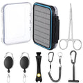 Pickmesh 7 Pcs Fly Fishing Tools Kit and Accessories, Fly Fishing Box, Fly Fishing Tippet Spool Holder, Fly Fishing Nipper, 2 Fishing Zinger Retractor, Fly Fishing Forceps and Fishing Lanyard