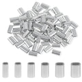 Aluminum Fishing Line Crimp Sleeves, 120pcs Single Barrel Oval Crimping Loop Sleeves Tubes Fishing Line Connector Fishing Wire Leader Rigging Tackle for Wire Rope Cable - size: 1.8*3.7mm-120pcs