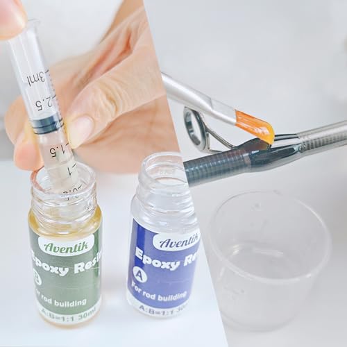 Aventik Fishing Rod Repair Kit Complete Supplies with Two-Part Epoxy Resin, 500D Wrapping Thread, Clipper, and Masking Tape Fishing Pole Repair Kit
