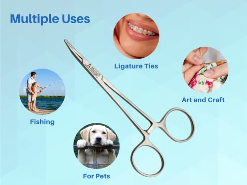 ARTMAN INSTRUMENTS Hemostat Curved 5 inches Stainless Steel Locking Tweezer Clamps, Precision Hemostats for Nurses, Fishing Forceps, Crafting, Hobby Use, Surgical Clamps, Artery Forceps