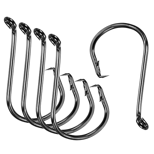 PATIKIL Fishing Circle Hooks Carbon Steel Offset Hook with Barbs for Freshwater Saltwater - size: 50mm/1.97"