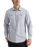 Pioneer Camp Men's Sun Protection Fishing Shirts UPF50+ Long Sleeve UV Quick Dry Cooling Shirts for Travel Camping Hiking - color: Light Gray, size: Large