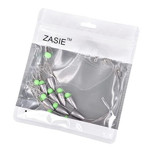 Carolina Rigs for Fishing- 12 Inch Steel Fishing Leaders with Fishing Weight, Pre Rigged Carolina Rigs with Fishing Weight 1/6oz, 1/4oz, 1/2oz, 10 Pcs - size: 1/2 oz; 12 Inch
