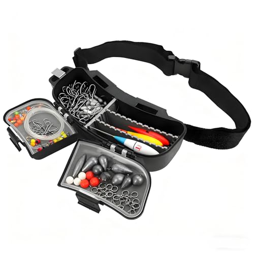 Fishing Tackle Box, Portable Fishing Lures Box Waist Pack Adjustable Belt Fishing Tackle Storage Kit for Lures Baits Hook