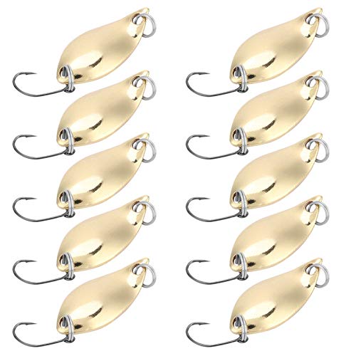 10Pcs/lot Fishing Lures Kits Wobbler Baits Spoon- Artificial Baits Sequins Bait Fishing Lures Baits Fishing Hard Lures Accessory(Gold-2.5g)
