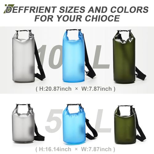 Dry Bags for Kayaking Waterproof, 5L/10L Dry Storage Bag, Roll Top Wet Bag for Swimming, Boating, Fishing,Camping & Beach - color: Green-10l, size: 10L