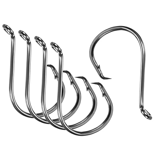 PATIKIL Fishing Circle Hooks Carbon Steel Offset Hook with Barbs for Freshwater Saltwater - size: 42mm/1.65"