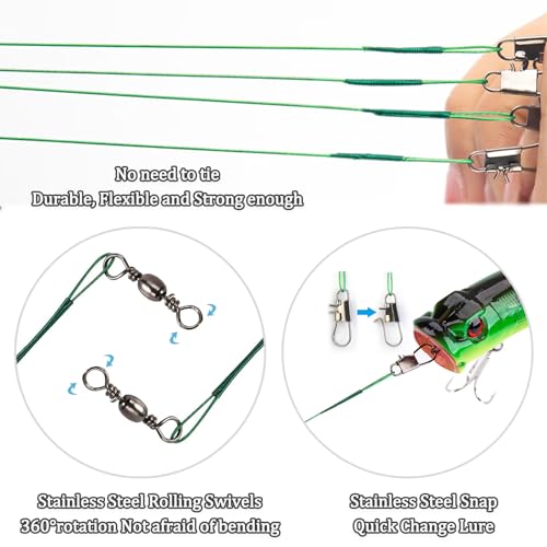 Fishing Leaders, 30pcs Stainless Steel Leader Wire Fishing Leader Line with Swivel Snaps Fishing Wire Leaders Connecting Fishing Tackle Lure or Hook for Saltwater and Freshwater - size: 11.81 inch