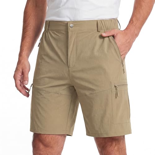 Mens Cargo Shorts - Lightweight Relaxed Fit - Tactical Work Shorts for Men,Stretch Quick Dry Fishing Hiking - color: Khaki, size: 30